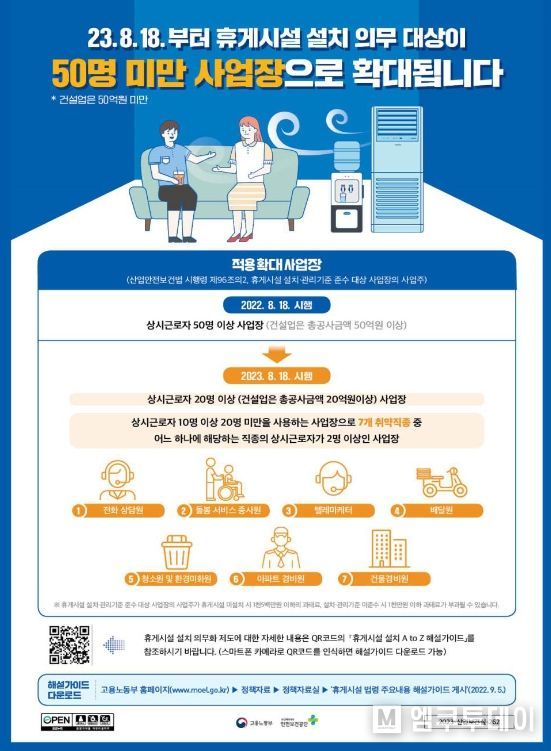 휴게시설 의무화 확대 안내문
