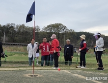 김진태 후보, ‘뚝심 이어달리기 4탄, 그래도 '체육은' 김진태'', "도립 파크골프장 72홀 건립하겠다"